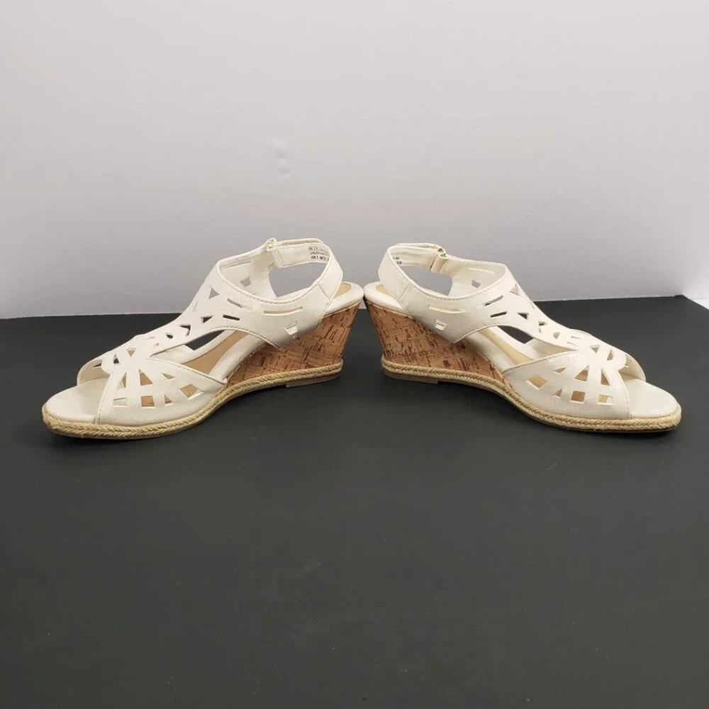 Croft & Barrow Sandals Sz 7 Womens 2.5" Cork Heel Adjustable Shoes Wedge - Picture 4 of 14